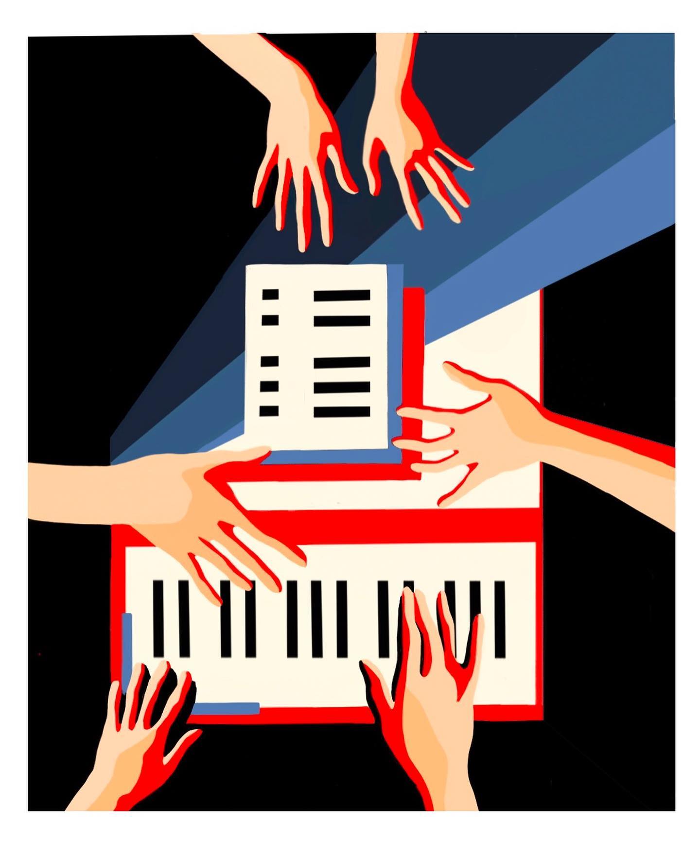 Piano exercises for stronger fingers. Digital art.